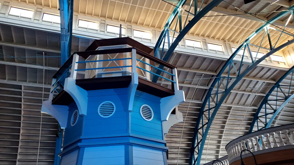 A lighthouse inside a building.